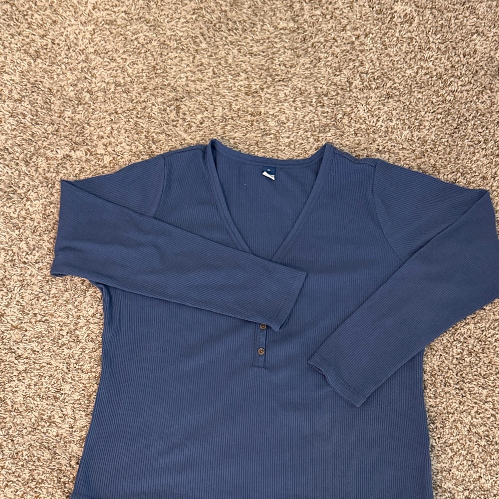 Old Navy Blue Ribbed Scoop Neck Top - Picture 3 of 3